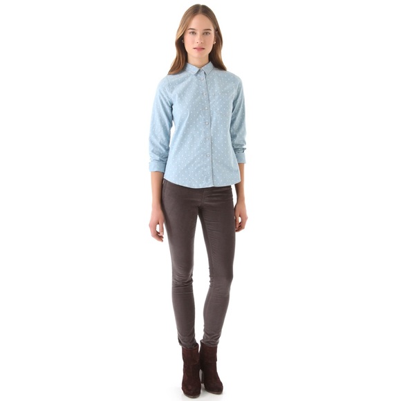 Madewell Dotted Chambray Long Sleeve Shirt Sz XS - Picture 3 of 8